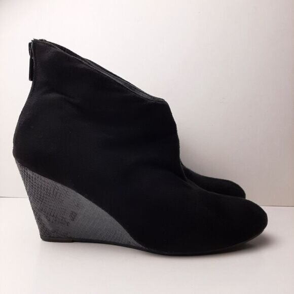 IMPO Tabitha Wedge Ankle Boot Bootie Faux Suede Black Sz 9.5 - Picture 3 of 14